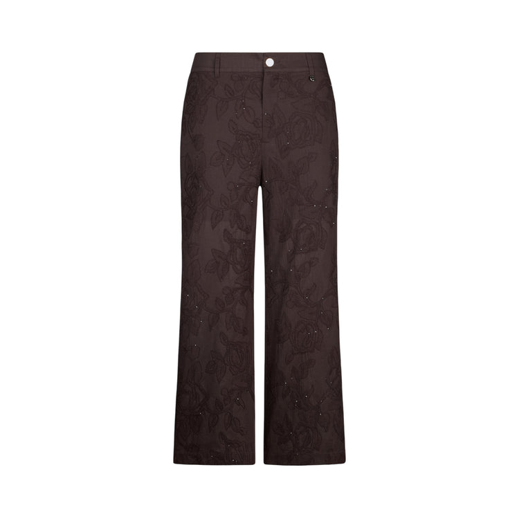 Pantalone Donna con ricami con paillettes marrone