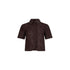 Camicia a maniche corte con ricami e paillettes in marrone