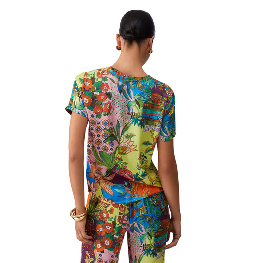 T-shirt in raso di viscosa con stampa