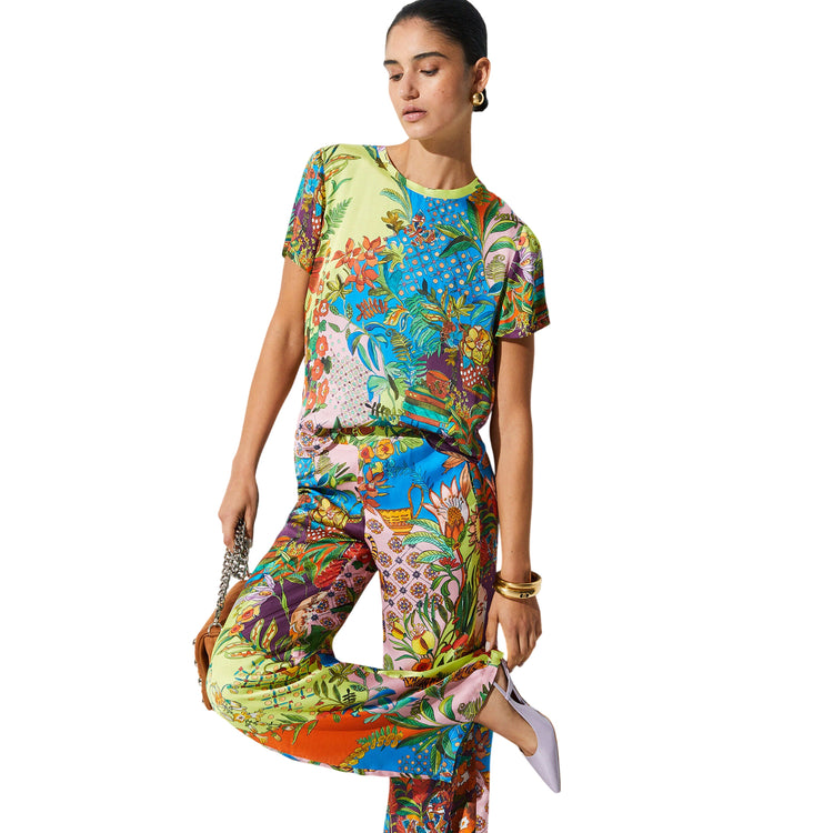 T-shirt in raso di viscosa con stampa