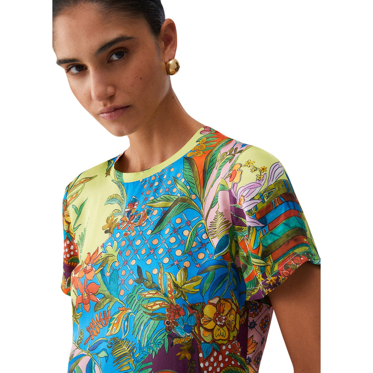 T-shirt in raso di viscosa con stampa