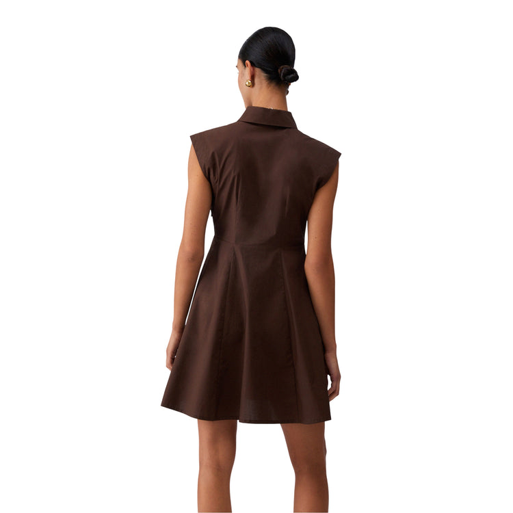 Abito da donna in cotone corto in marrone