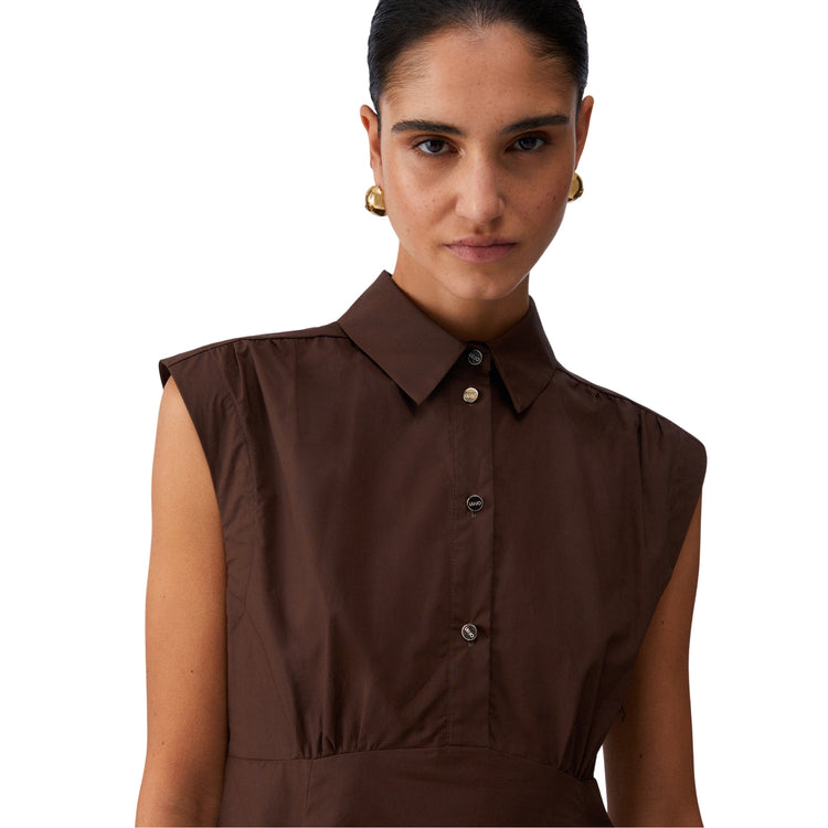Abito da donna in cotone corto in marrone
