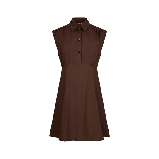 Abito da donna in cotone corto in marrone