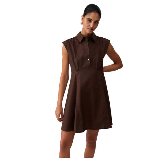 Abito da donna in cotone corto in marrone