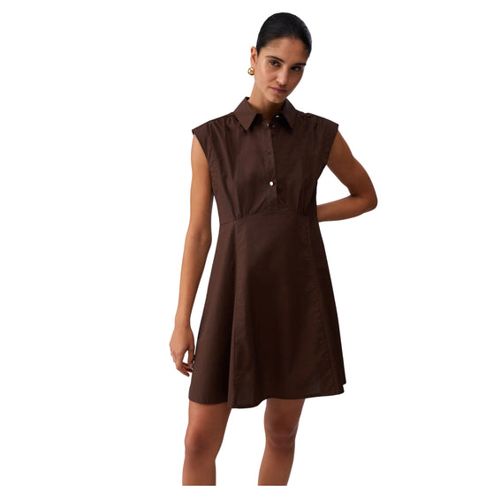 Abito da donna in cotone corto in marrone