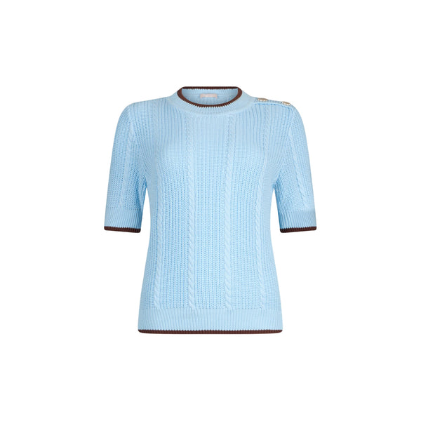 Maglia Donna a mezza manica a trecce Celeste