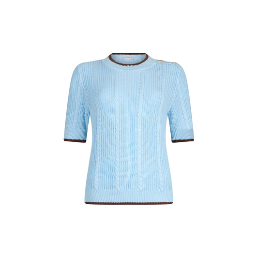 Maglia Donna a mezza manica a trecce Celeste