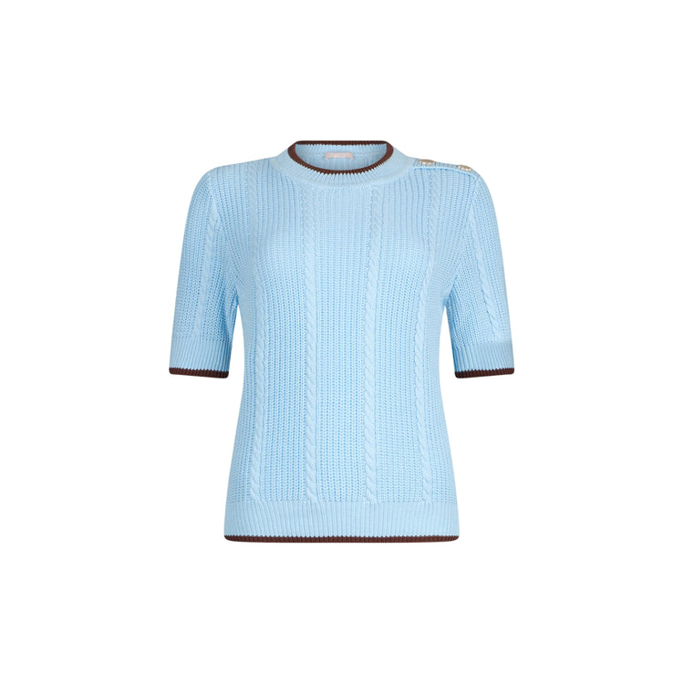 Maglia Donna a mezza manica a trecce Celeste