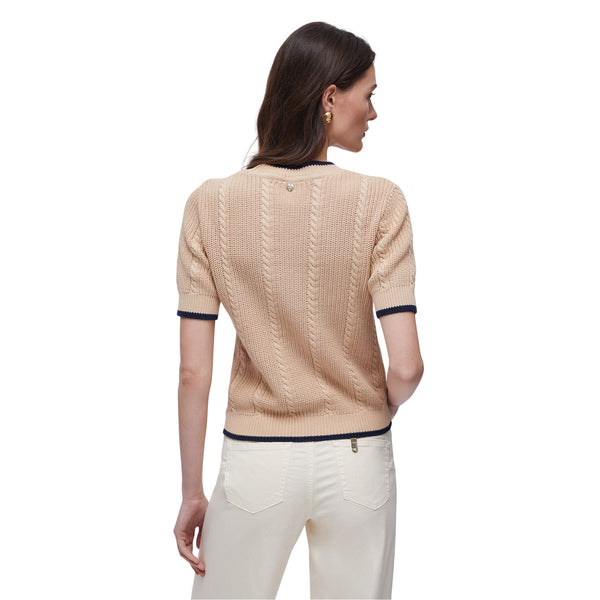 Maglia Donna a trecce con mezze maniche modella retro