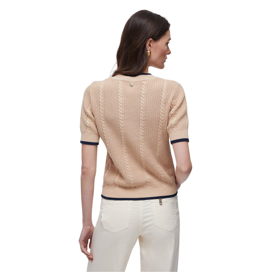 Maglia Donna a trecce con mezze maniche modella retro