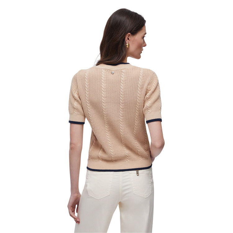 Maglia Donna a trecce con mezze maniche modella retro
