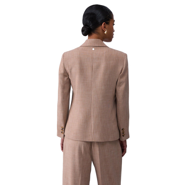 Blazer elegante Donna in tessuto melange Beige modella retro