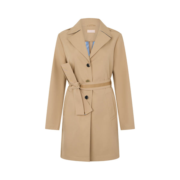 Trench lungo Donna con cintura Beige