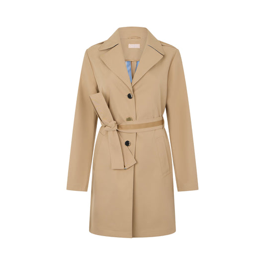 Trench lungo Donna con cintura Beige