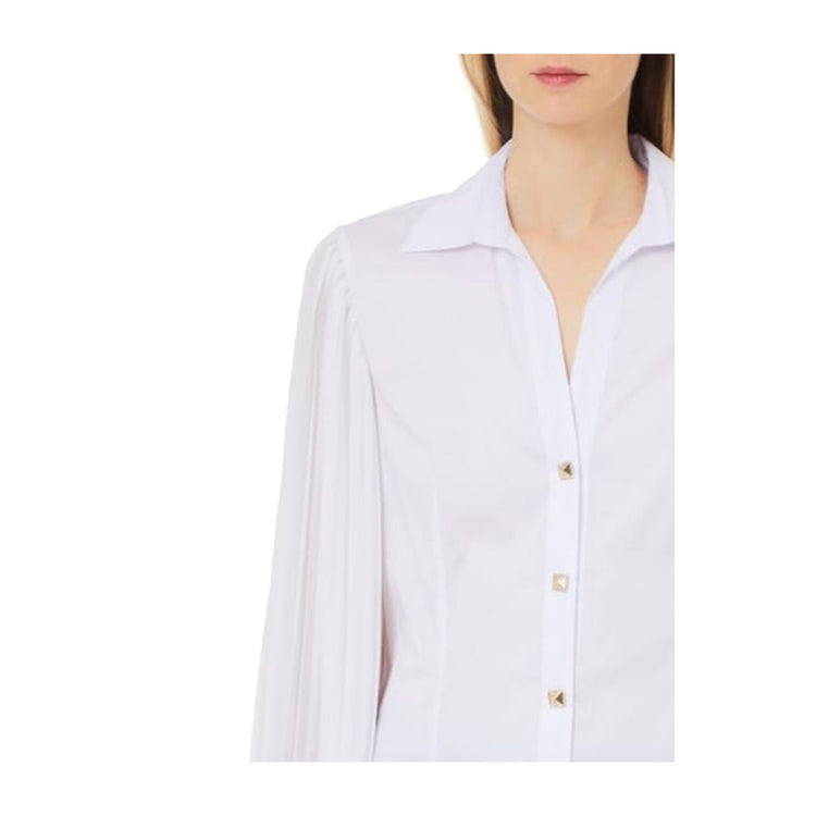 Camicia Donna Bianca con colletto classico dettaglio frontale