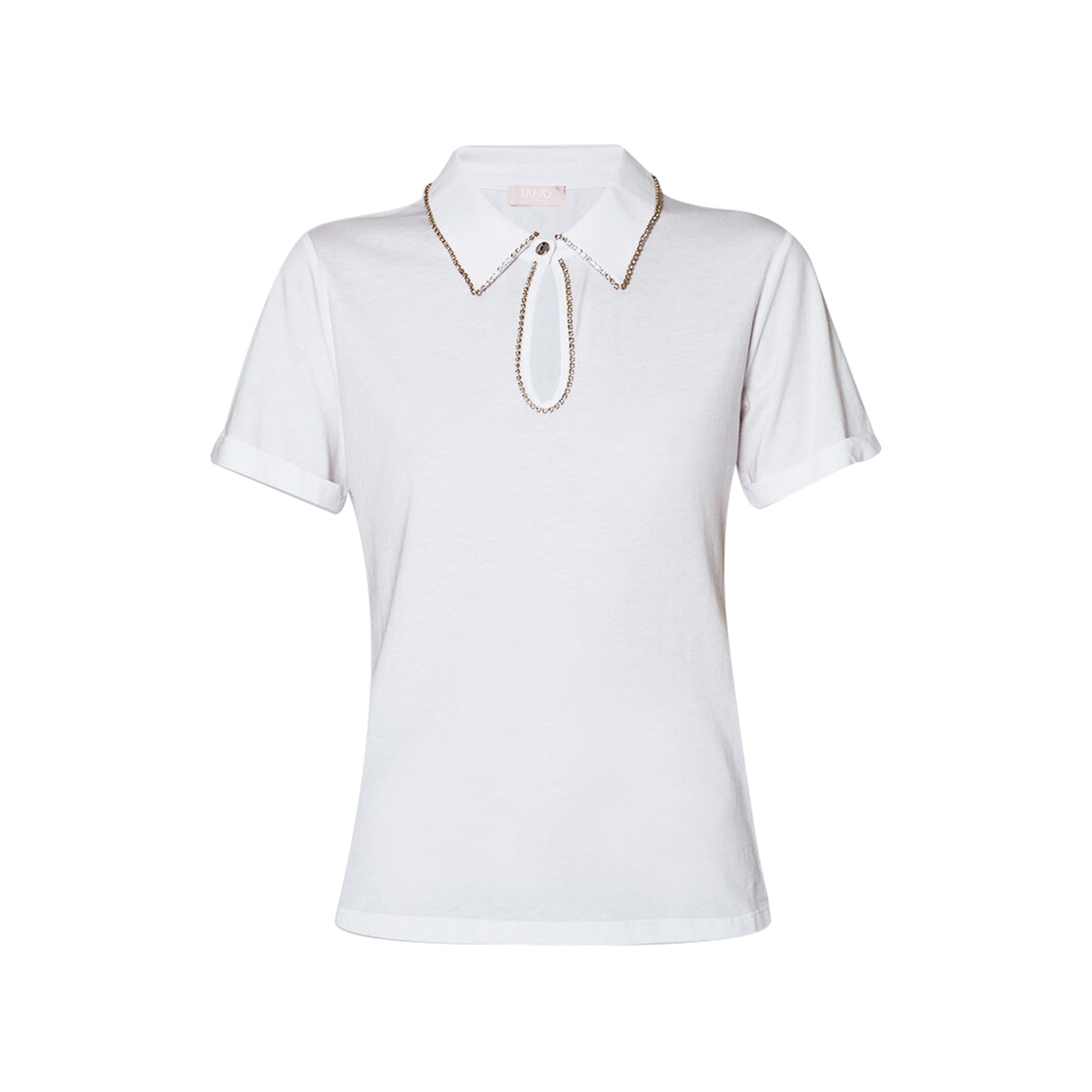 Polo Donna Bianco con strass