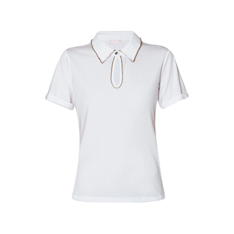 Polo Donna Bianco con strass