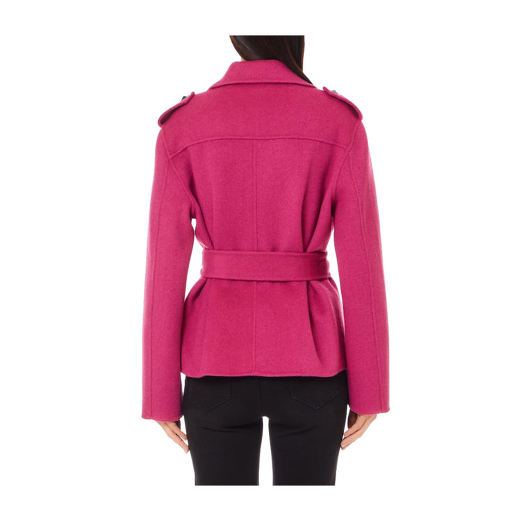 Cappotto Donna Biker in panno misto lana fucsia retro