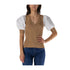 Top Donna con scollo a V Bicolor modella frontale