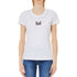 T-shirt Donna Bianco con logo e strass applicati modella frontale