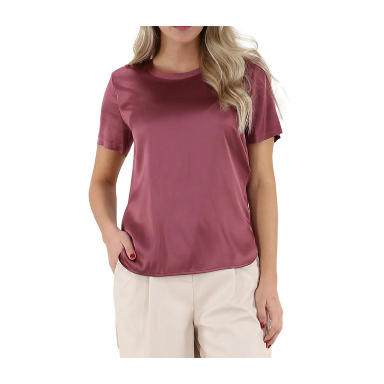 T-shirt Donna con spacchetti sul fondo fucsia