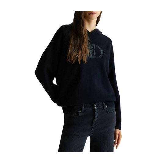 Maglia Donna con cappuccio Nero modella frontale