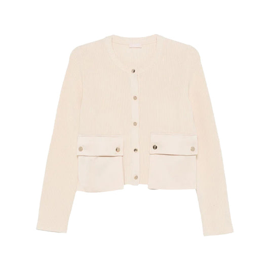 Cardigan Donna in maglia con tasche Panna frontale