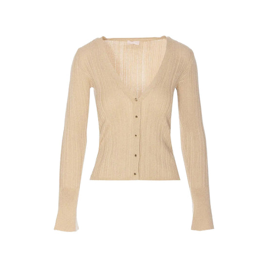 Cardigan Donna in maglia lurex beige