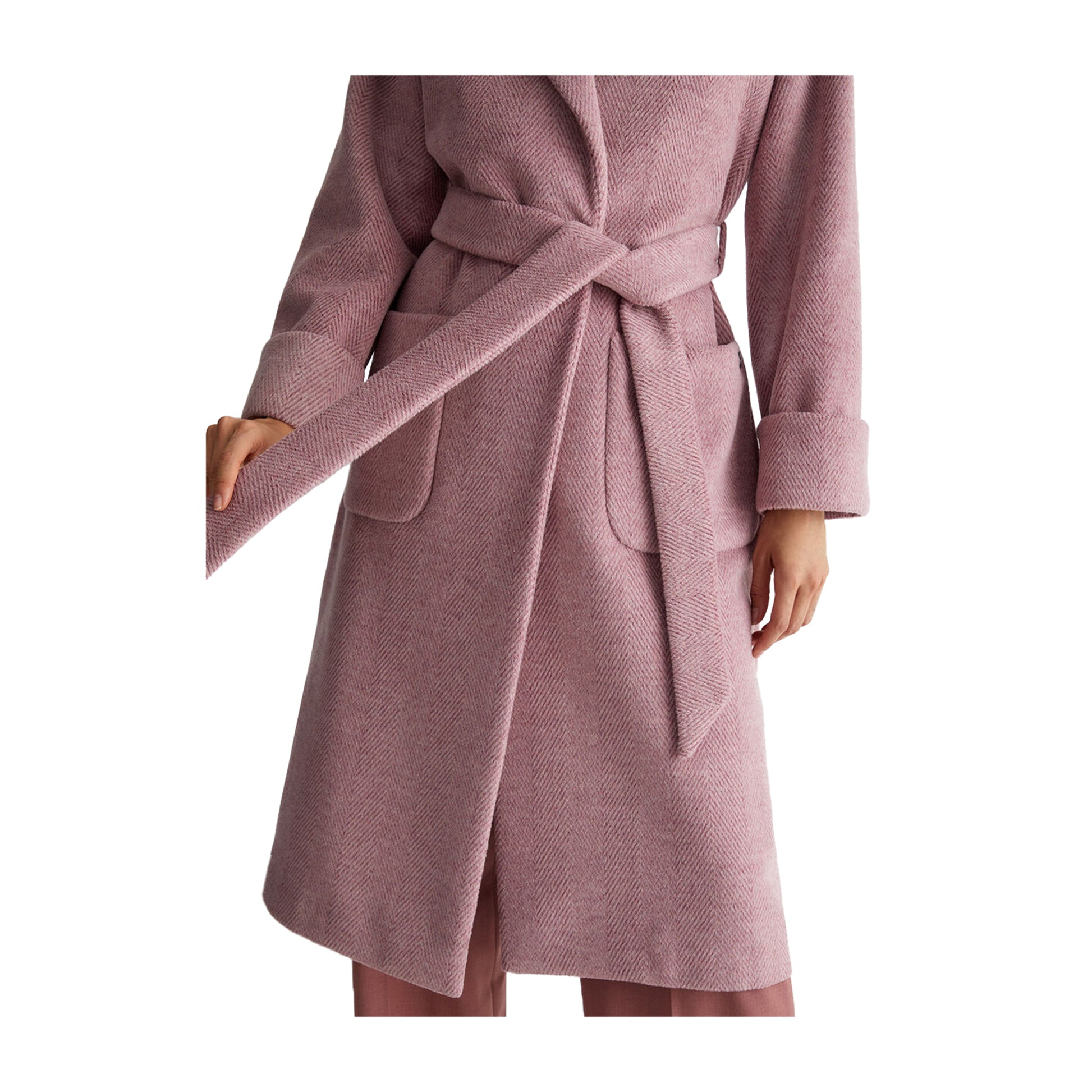 Cappotto lungo Donna chevron lurex Rosa dettaglio