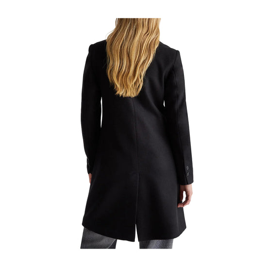 Cappotto Donna con tasche sui lati nero modella retro