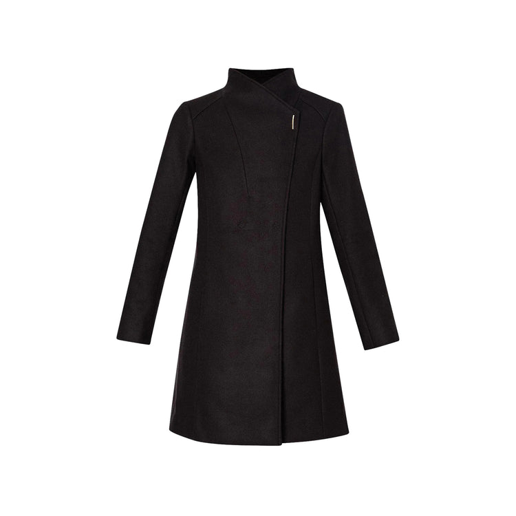 Cappotto Donna a collo alto incrociato nero