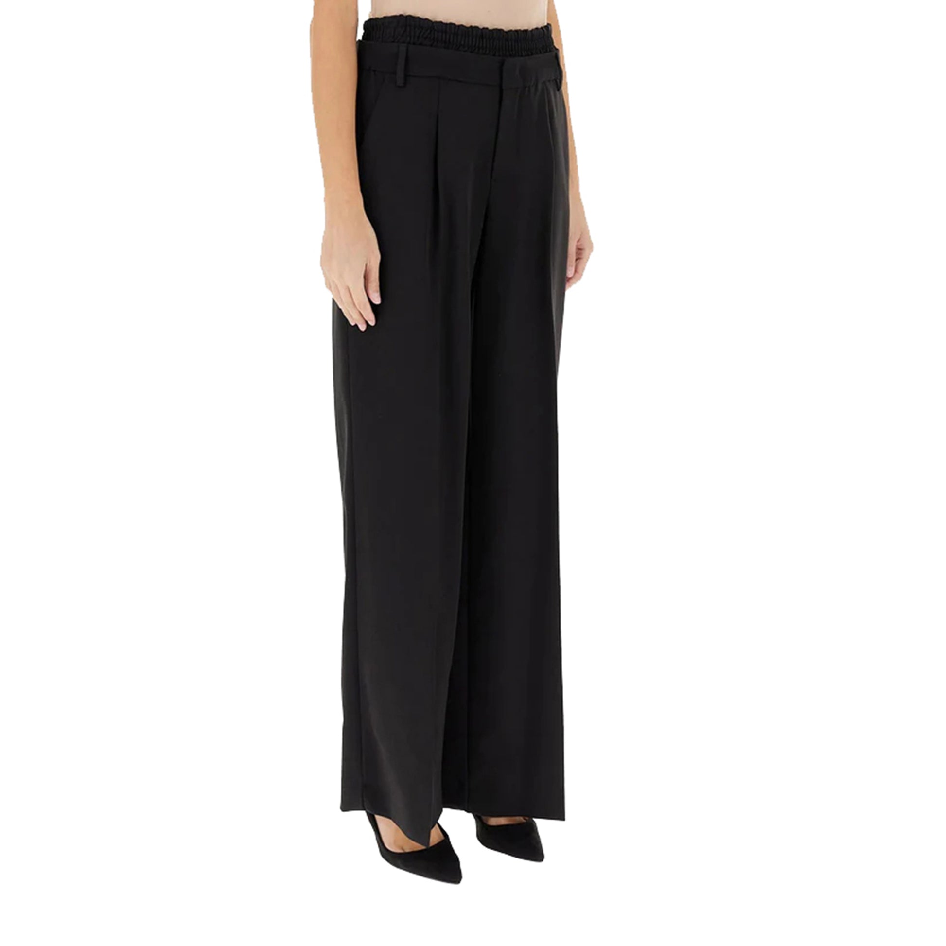 Pantaloni Donna Flare Nero con elastico laterale