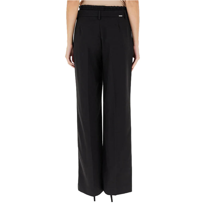 Pantaloni Donna Flare Nero con elastico retro