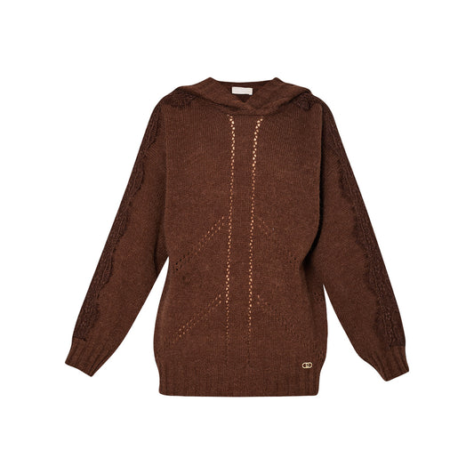 Maglione Donna con cappuccio Marrone