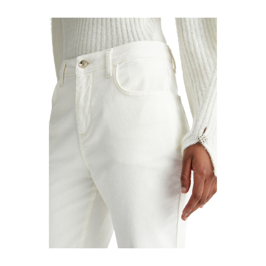 Pantaloni straight Donna in velluto bianco dettaglio