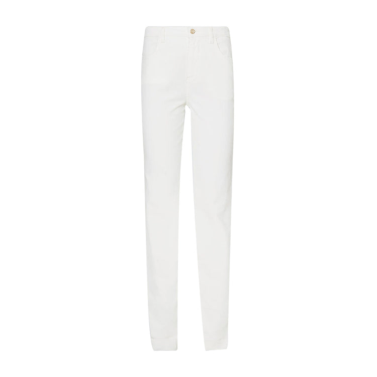 Pantaloni straight Donna in velluto bianco