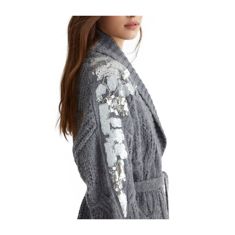 Cardigan Donna a trecce con paillettes