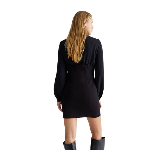 Abito Donna Chemisier Stretch Nero modella retro