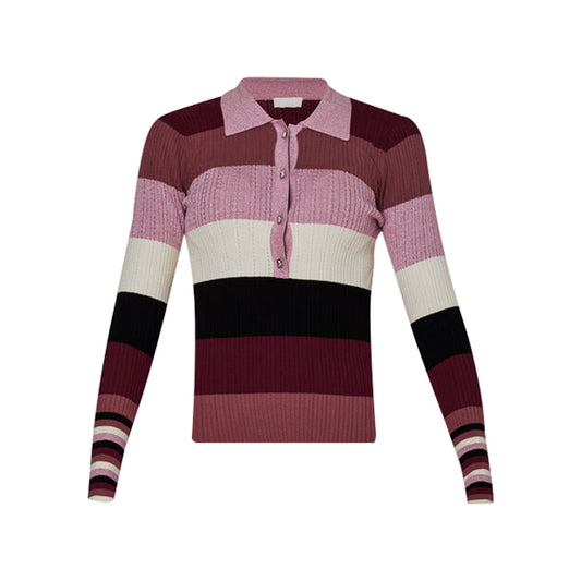 Maglia Donna a righe con colletto polo