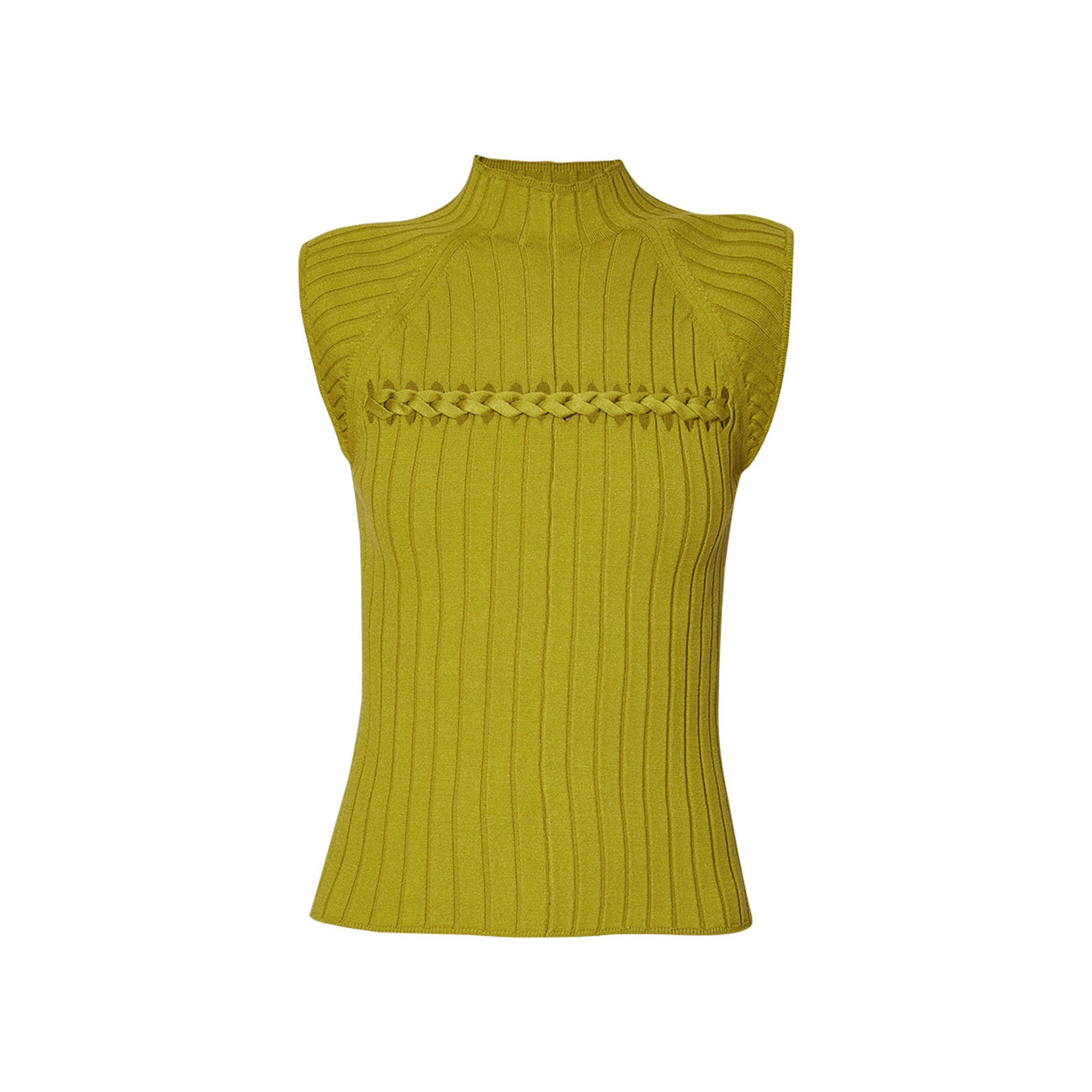 Top Donna in maglia con motivo treccia Verde