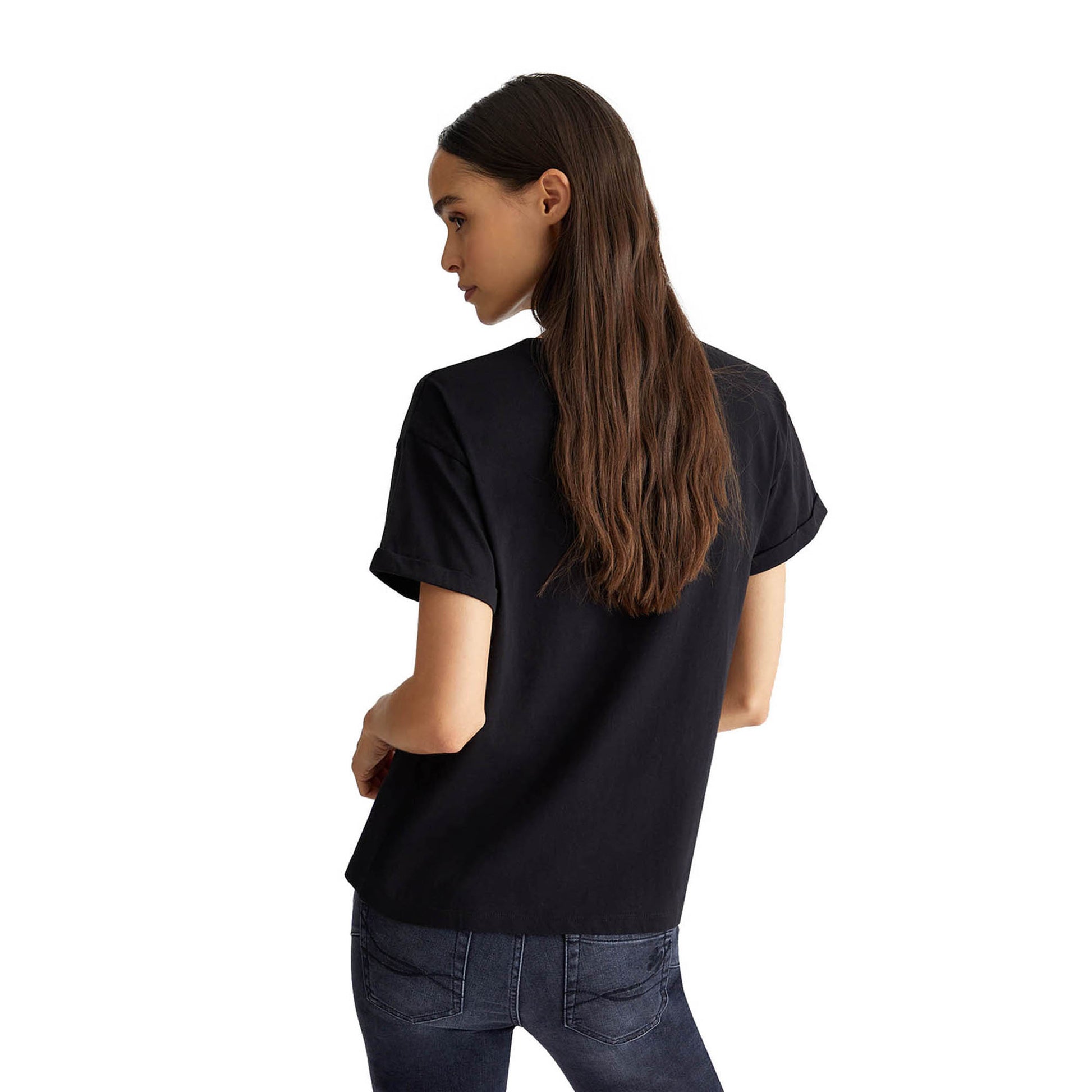 retro T-shirt Nera Donna con disegni frontali