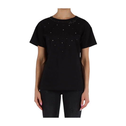 T-shirt Donna con applicazioni Nero