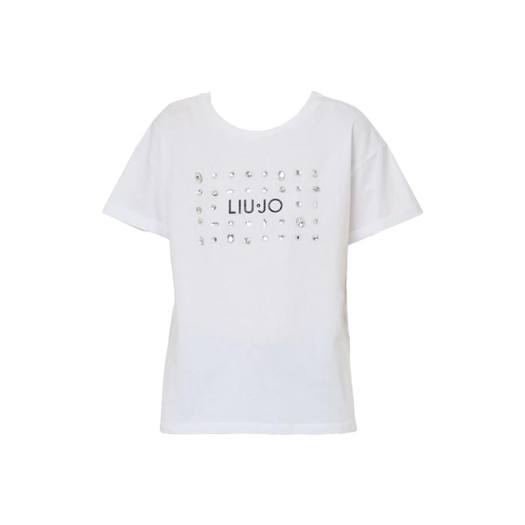 T-shirt Donna con applicazioni gioiello Bianco