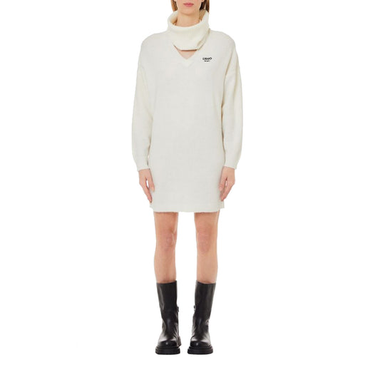 Abito Donna in maglia misto lana Bianco modella frontale