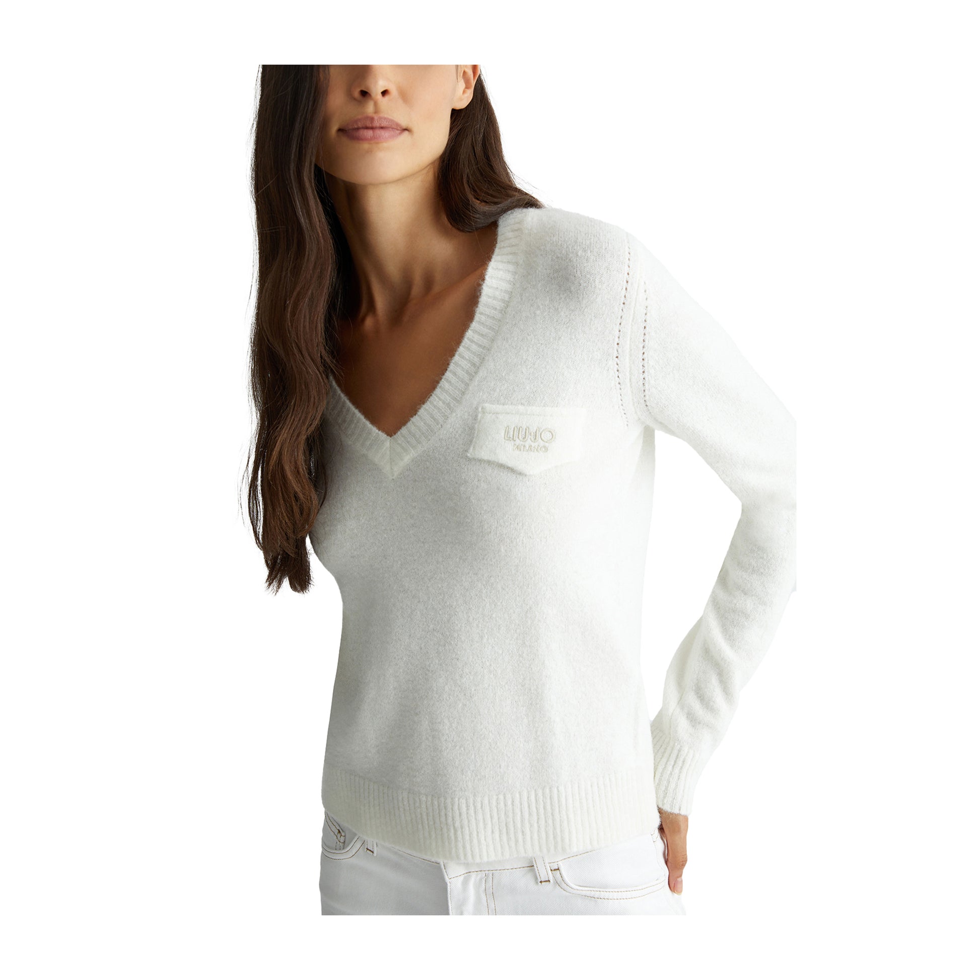 Maglia Donna misto lana e alpaca Bianco dettaglio