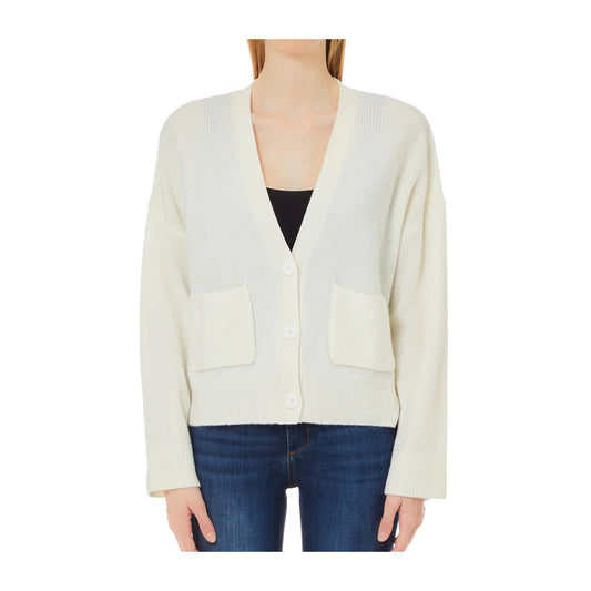 Cardigan Donna con tasche Bianco frontale