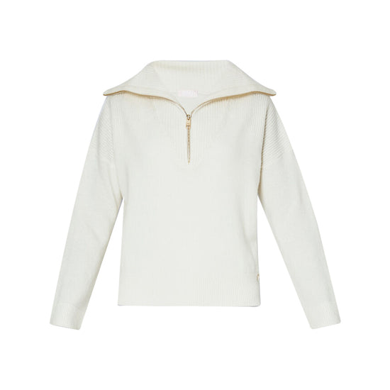 Maglia Donna in Lana con zip Bianco