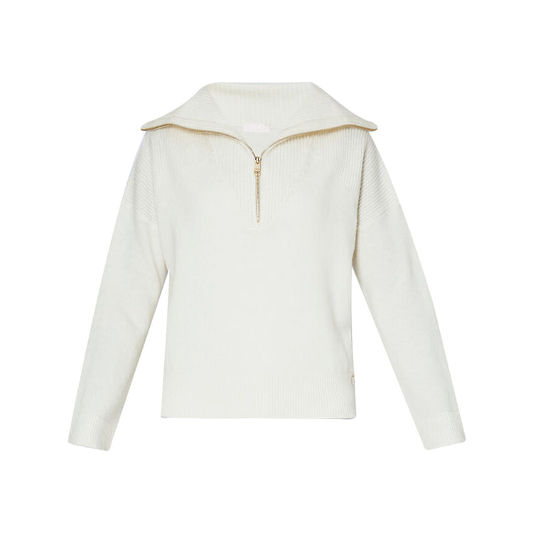 Maglia Donna in Lana con zip Bianco