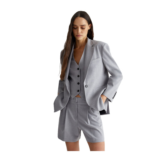 Blazer Donna in Twill Grigio modella frontale